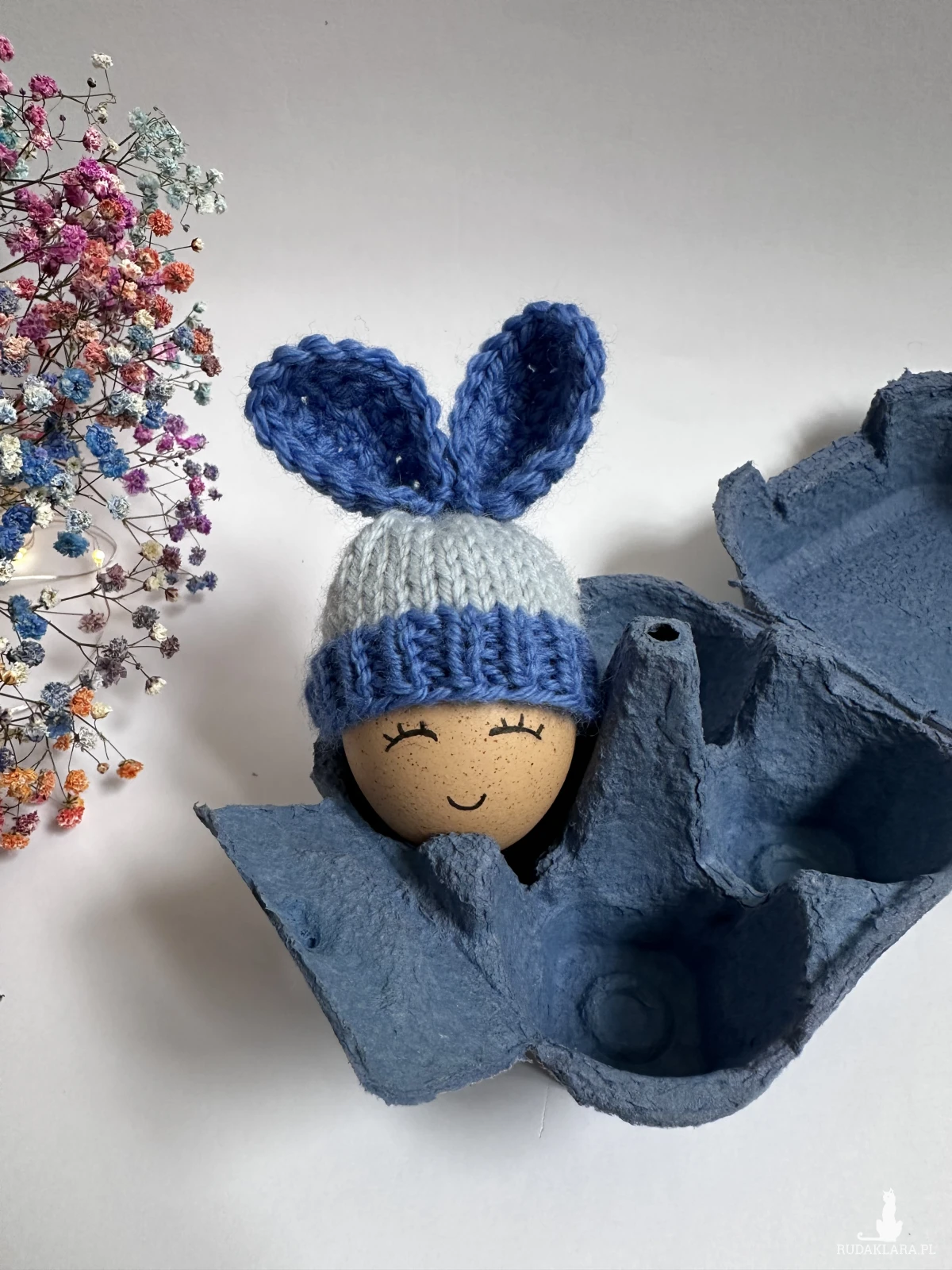 Czapeczka z uszami zająca na jajka wielkanocne - 1 szt.